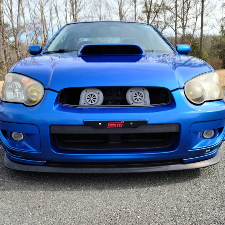 3d Printed Hella Horn Custom Cover that looks like a Turbo Mounted on a Blobeye WRX