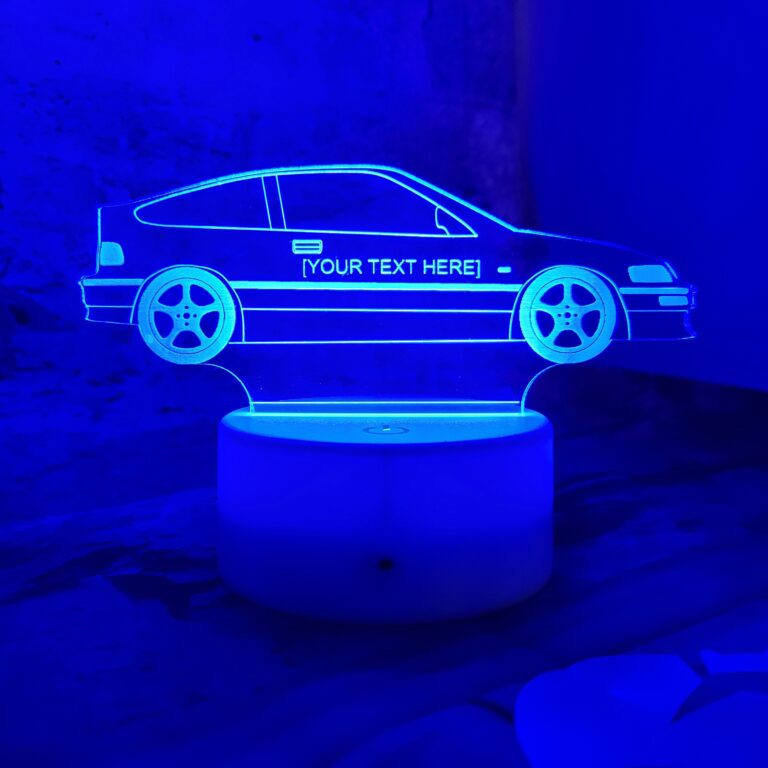 CRX Shaped Acrylic Light - Customizable for any Car Design with an Instagram Tag Put in the Middle