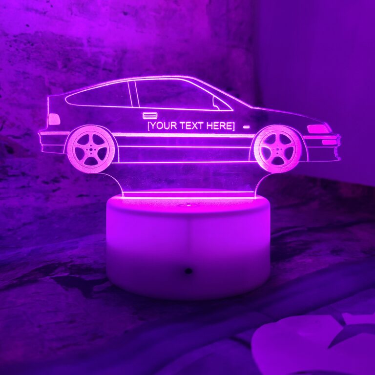 CRX Shaped Acrylic Light - Customizable for any Car Design with an Instagram Tag Put in the Middle