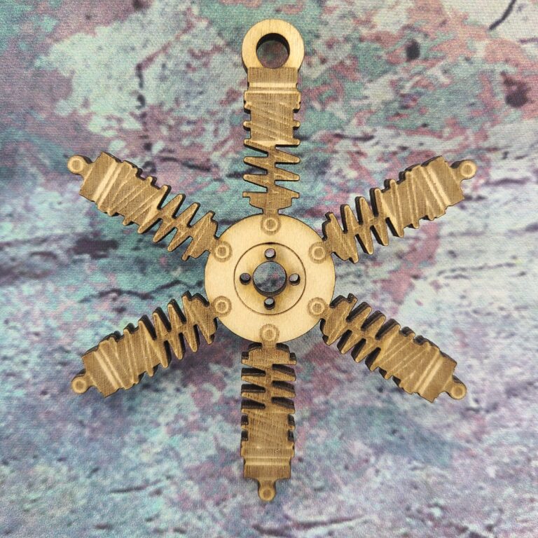 This is a shock and rotor "snowflake" christmas ornament design